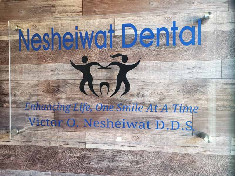 Sign inside Nesheiwat Dental office